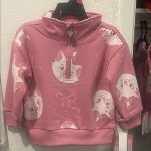 Disney The Aristocats Toddler Girls Quarter Zip Top, Light Pullover Size 2T